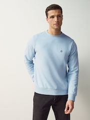 BOSS Blue White Double B Monogram Logo Jersey Sweatshirt - Image 1 of 5