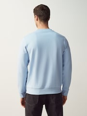 BOSS Blue White Double B Monogram Logo Jersey Sweatshirt - Image 2 of 5