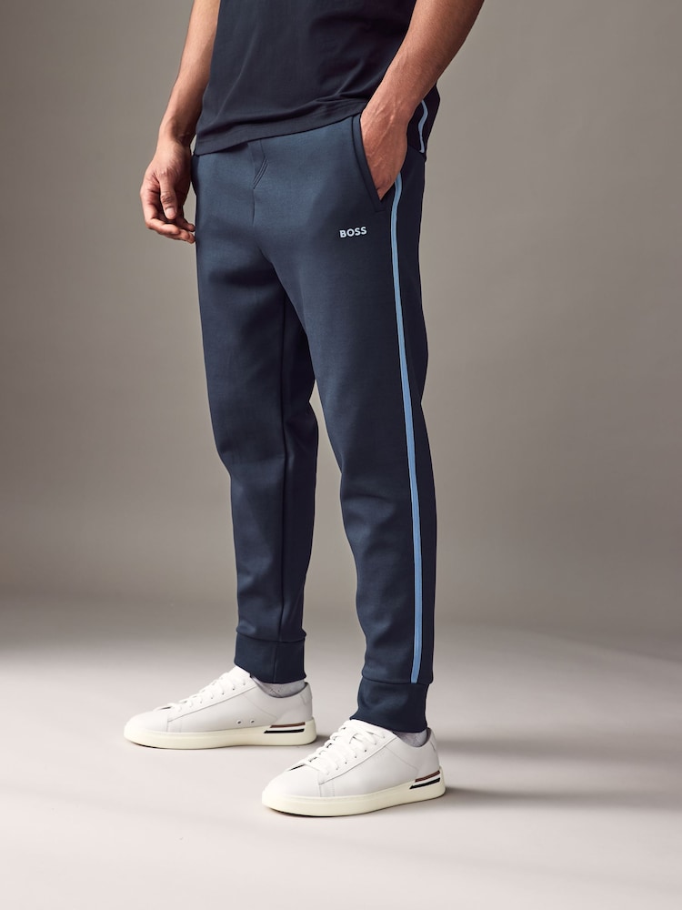 BOSS Blue Hadiko Tape Trim Regular Fit Tracksuit Jersey Joggers - Image 1 of 4