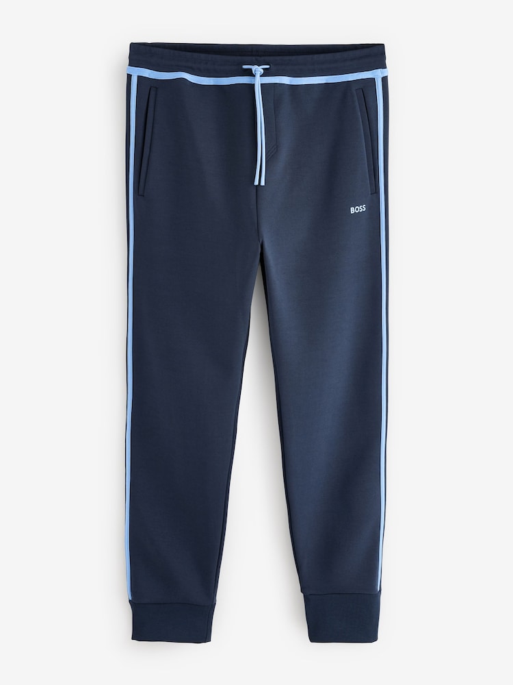 BOSS Blue Hadiko Tape Trim Regular Fit Tracksuit Jersey Joggers - Image 4 of 4