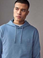 BOSS Light Blue Wetalk Logo Patch Terry Hoodie - Image 3 of 4