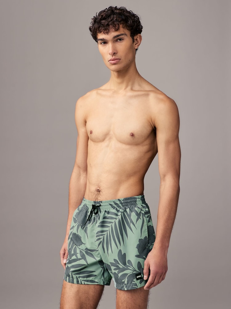 BOSS Green Seasonal Print Logo Lined Swim Shorts - Image 1 of 4