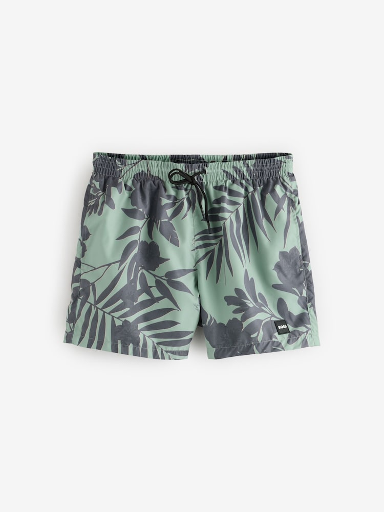 BOSS Green Seasonal Print Logo Lined Swim Shorts - Image 4 of 4