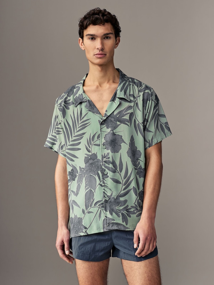 BOSS Green Patterned Resort Shirt - Image 1 of 6