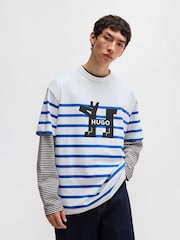 HUGO White Hugo Dog Logo 100% Cotton Jersey Loose Fit T-Shirt - Image 1 of 5