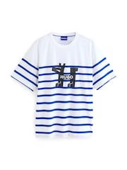 HUGO White Hugo Dog Logo 100% Cotton Jersey Loose Fit T-Shirt - Image 5 of 5