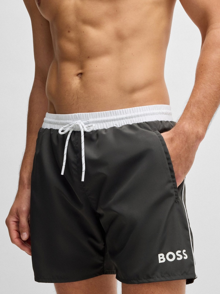 BOSS Grey Starfish Quick Dry Swim Shorts - Image 1 of 4