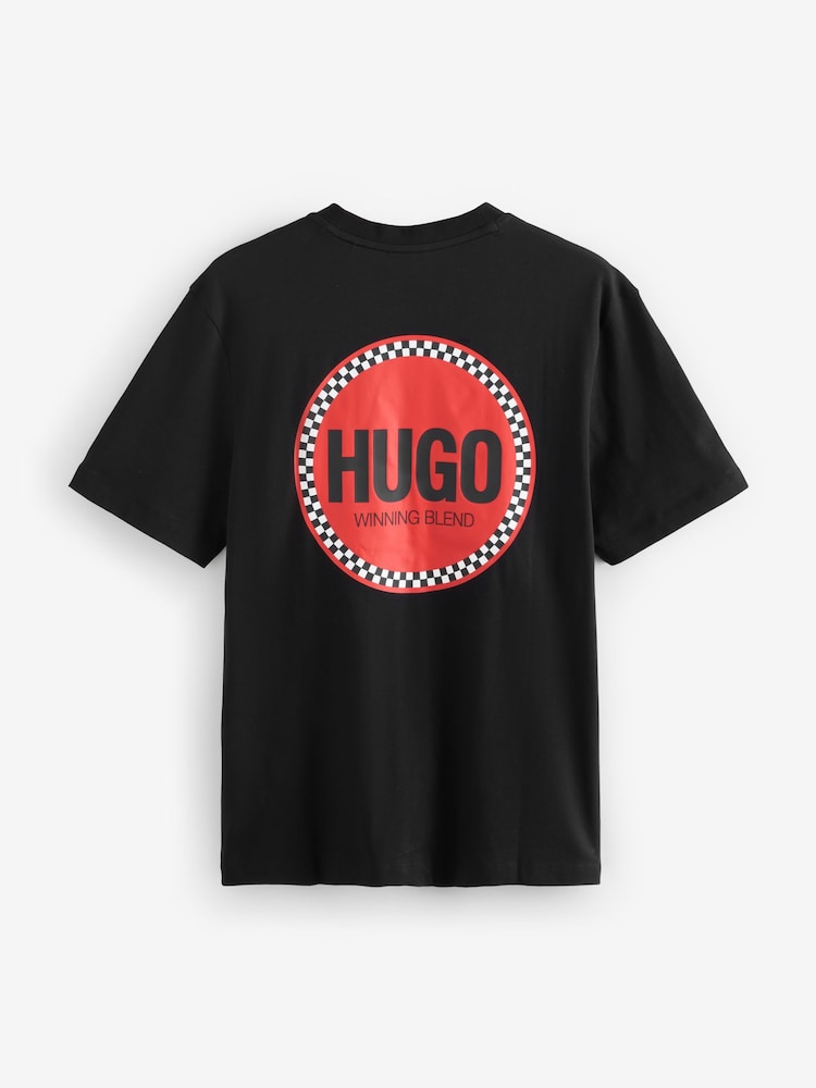 HUGO Black Hugo Racing Logo Cotton Jersey T-Shirt - Image 2 of 2