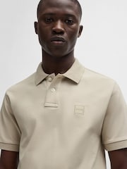 BOSS Natural Slim Fit Passenger Logo Patch Pique Polo Shirt - Image 1 of 5
