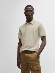 BOSS Natural Slim Fit Passenger Logo Patch Pique Polo Shirt - Image 2 of 5