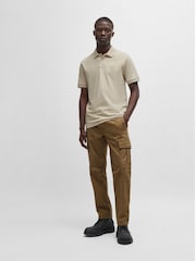 BOSS Natural Slim Fit Passenger Logo Patch Pique Polo Shirt - Image 3 of 5