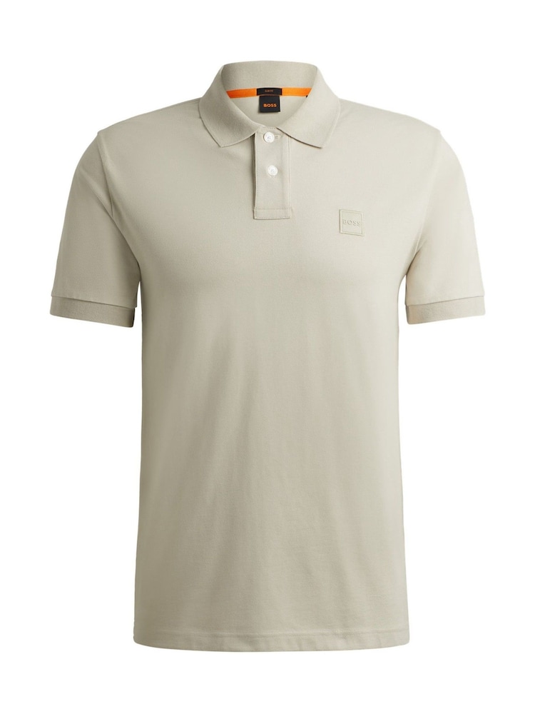 BOSS Natural Slim Fit Passenger Logo Patch Pique Polo Shirt - Image 5 of 5