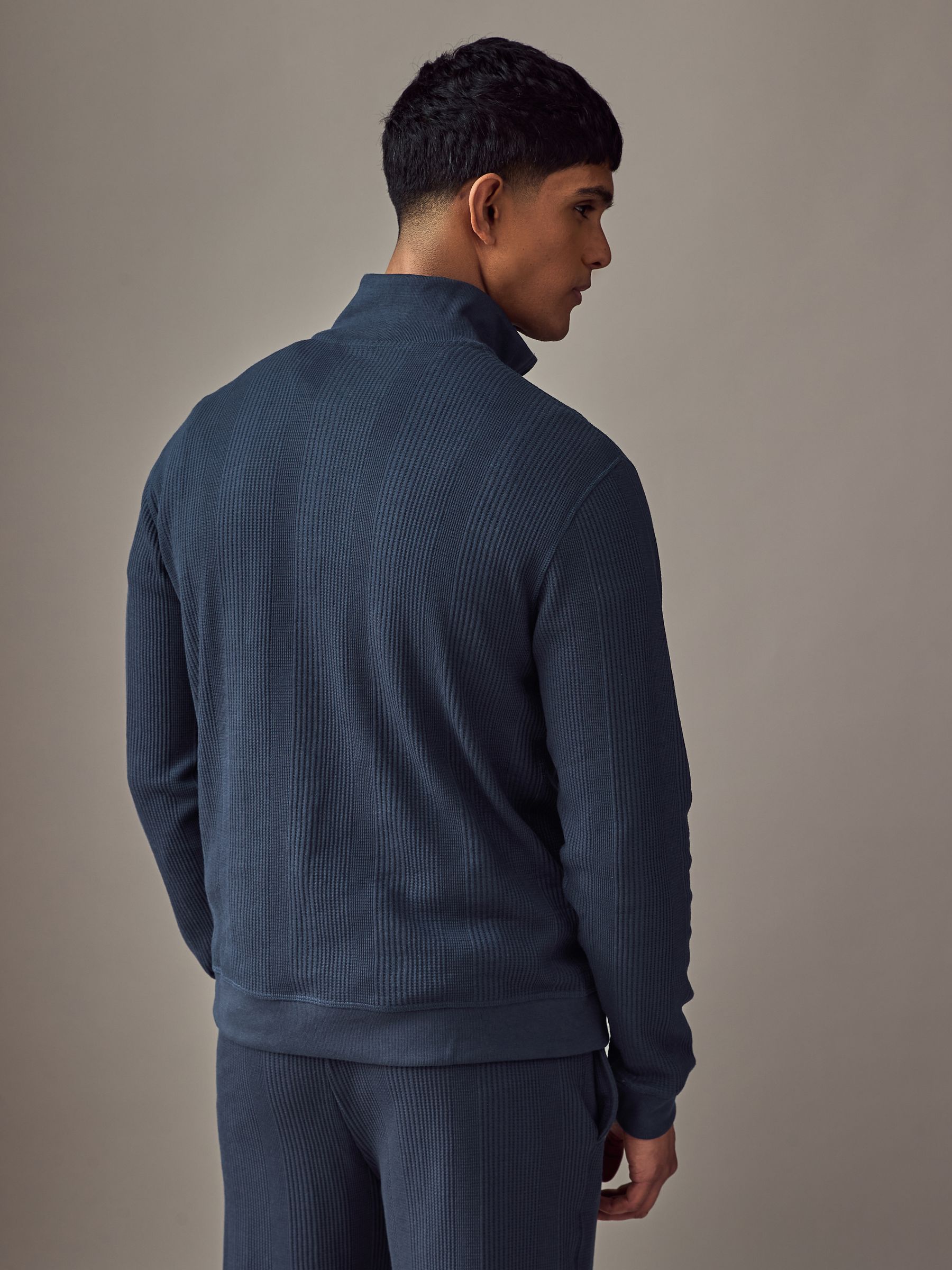 Buy BOSS Blue Cotton Zip Neck Sweat Top from Next USA
