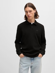 BOSS Black Waffle Structured Stretch Cotton Polo Shirt - Image 1 of 5
