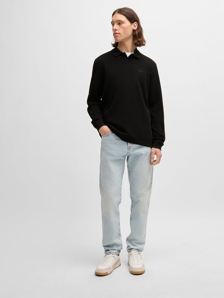 BOSS Black Waffle Structured Stretch Cotton Polo Shirt - Image 2 of 5