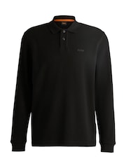 BOSS Black Waffle Structured Stretch Cotton Polo Shirt - Image 5 of 5