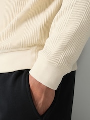 BOSS White Cotton Zip Neck Sweat Top - Image 4 of 5