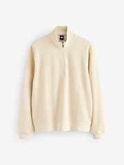 BOSS White Cotton Zip Neck Sweat Top - Image 5 of 5