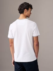 BOSS White Taul Stripe Cotton Pique T-Shirt - Image 2 of 4