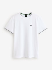 BOSS White Taul Stripe Cotton Pique T-Shirt - Image 4 of 4