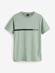Зеленый - BOSS Slim Fit Logo Print 100% Cotton T-Shirt - Image 4 of 4