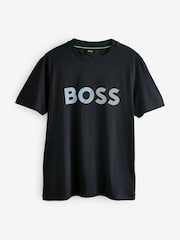 BOSS Blue Chrome Tape Logo 100% Cotton Jersey T-Shirt - Image 1 of 1