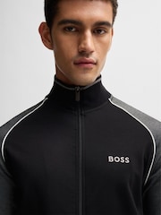 BOSS Black Contrast Piping Cotton Zip-Up Jacket - Image 2 of 5