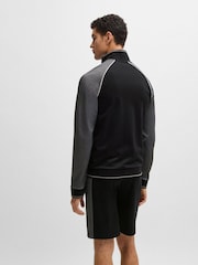 BOSS Black Contrast Piping Cotton Zip-Up Jacket - Image 3 of 5