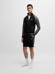 BOSS Black Contrast Piping Cotton Zip-Up Jacket - Image 4 of 5