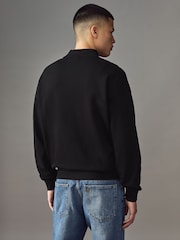HUGO Black Logo Label Cotton Terry Zip Up Sweatshirt - Image 2 of 4