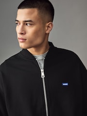 HUGO Black Logo Label Cotton Terry Zip Up Sweatshirt - Image 3 of 4