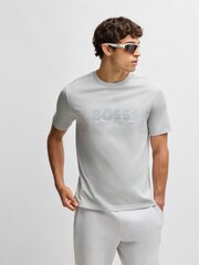 BOSS Grey Double Logo Graphic Print 100% Cotton Jersey T-Shirt - Image 2 of 5