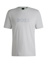 BOSS Grey Double Logo Graphic Print 100% Cotton Jersey T-Shirt - Image 5 of 5