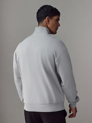 HUGO Grey Hugo Logo 100% Cotton Terry Zip Sweatshirt - Image 2 of 4