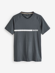 siva - BOSS majica s kratkimi rokavi iz 100% bombaža ozkega kroja s potiskom logotipa - Slika 1 iz 1
