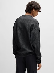 HUGO Black Stacked Smoke Logo Print Ribbed Cotton Sweatshirt - Image 2 of 5