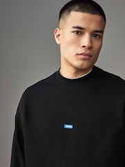 HUGO Black Hugo Logo Label 100% Cotton Sweatshirt - Image 3 of 4