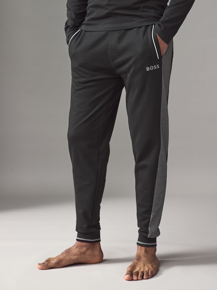 BOSS Black Contrast Piping Cotton Tracksuit Bottoms - Image 1 of 4