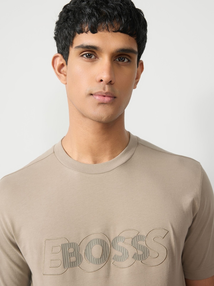 Бежевий - Футболки BOSS Double Logo Graphic 100% Cotton Jersey - Image 2 of 4