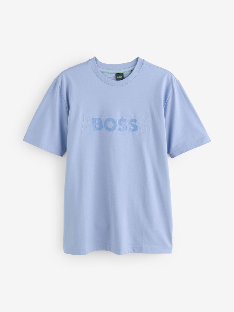 Синій - Футболки BOSS Double Logo Graphic 100% Cotton Jersey - Image 1 of 1
