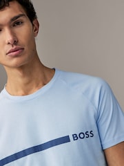 BOSS Blue Slim Fit Logo Print 100% Cotton T-Shirt - Image 3 of 4