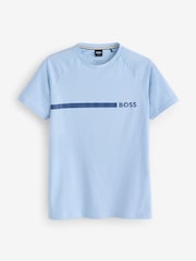 BOSS Blue Slim Fit Logo Print 100% Cotton T-Shirt - Image 4 of 4