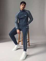BOSS Blue Contrast Piping Cotton Zip-Up Jacket - Image 2 of 5