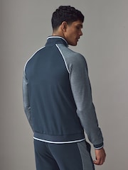 BOSS Blue Contrast Piping Cotton Zip-Up Jacket - Image 3 of 5