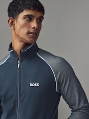 BOSS Blue Contrast Piping Cotton Zip-Up Jacket - Image 4 of 5