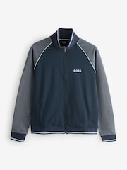 BOSS Blue Contrast Piping Cotton Zip-Up Jacket - Image 5 of 5