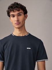 Sininen - BOSS Taul Raita Cotton Pique T-paita - Kuva 3 / 4