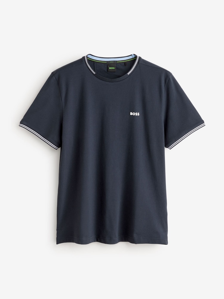 Sininen - BOSS Taul Raita Cotton Pique T-paita - Kuva 4 / 4