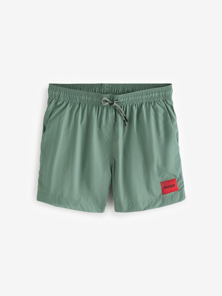 HUGO Green Logo Label Lined Swim Shorts - Image 1 of 4 HUGO Green Logo Label Lined Swim Shorts - Image 1 of 4