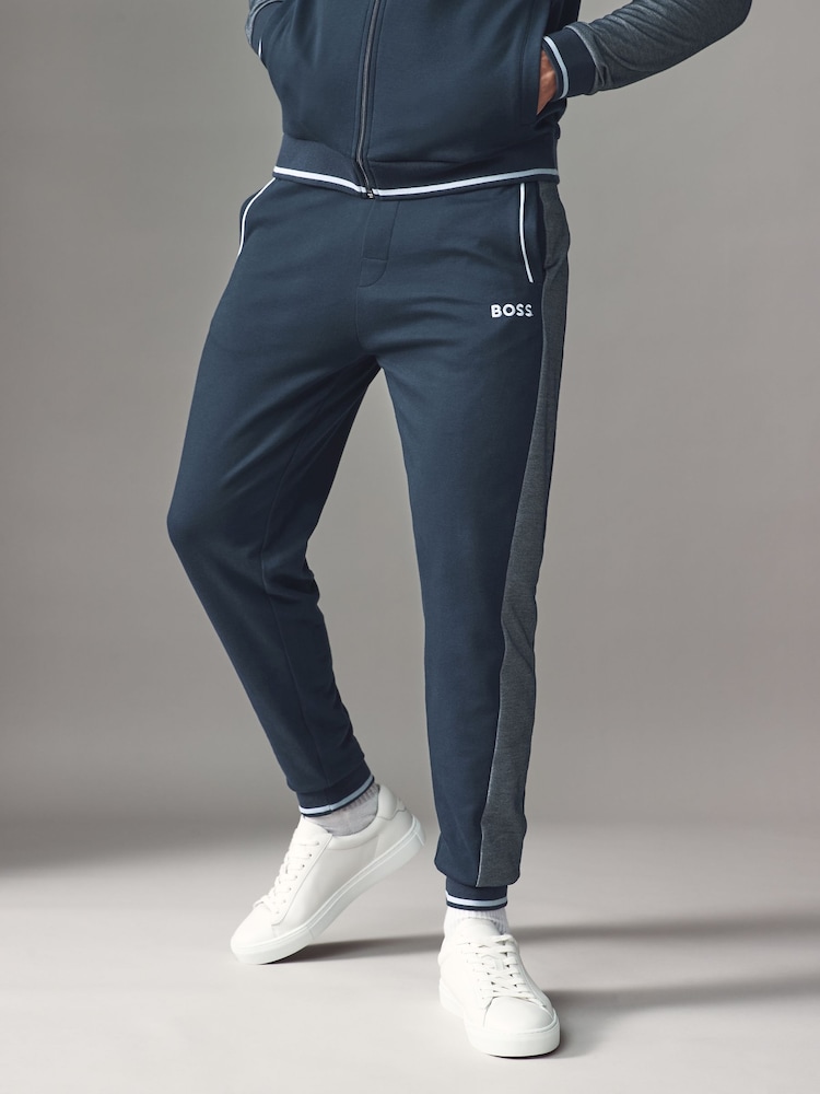 BOSS Blue Contrast Piping Cotton Tracksuit Bottoms - Image 1 of 4